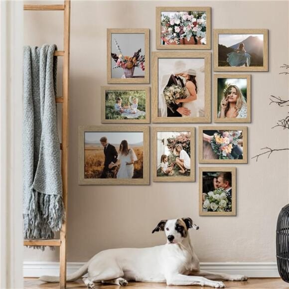 New Picture Frame Set 10-Pack, Gallery Wall Frame Collage with 8x10 5x7 - Picture 3 of 8